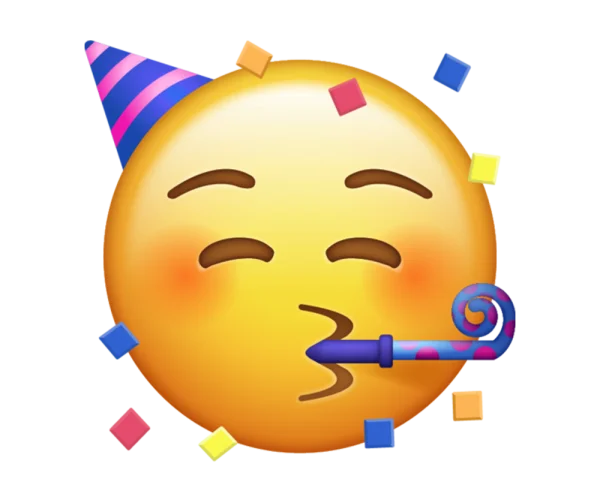 Party Blower Emoji with Confetti PNG Transparent Background