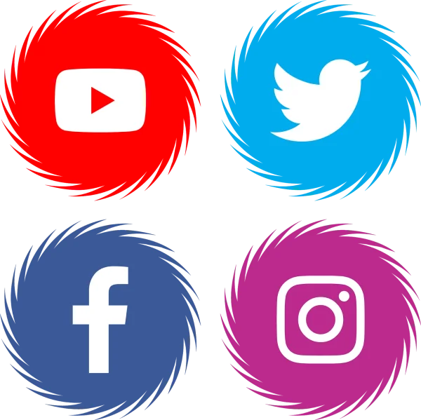 Stylized Social Media Icons with Swirls PNG