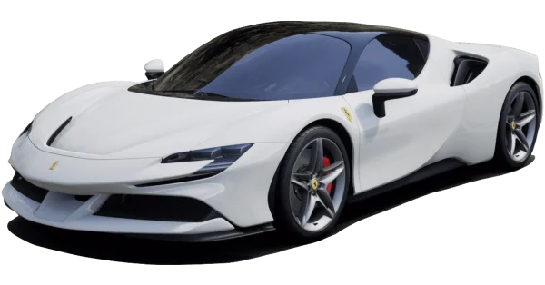 White Ferrari SF90 Supercar PNG Transparent Background