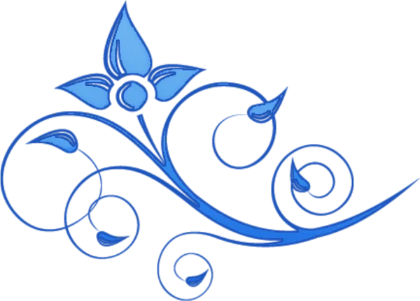 Blue Floral Swirl Design PNG Transparent Background