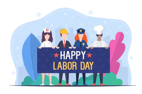 Happy Labor Day Professions Banner PNG Transparent Background