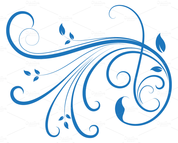 Elegant Blue Swirl Flourish PNG Transparent Background
