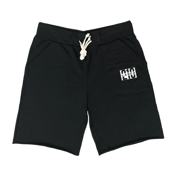 Black Casual Shorts with Drawstring and Logo PNG Transparent