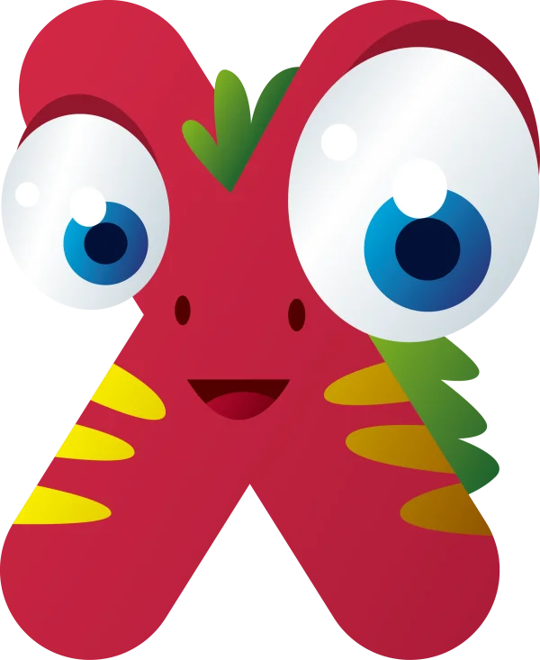 Cartoon Letter X Monster PNG Transparent Background