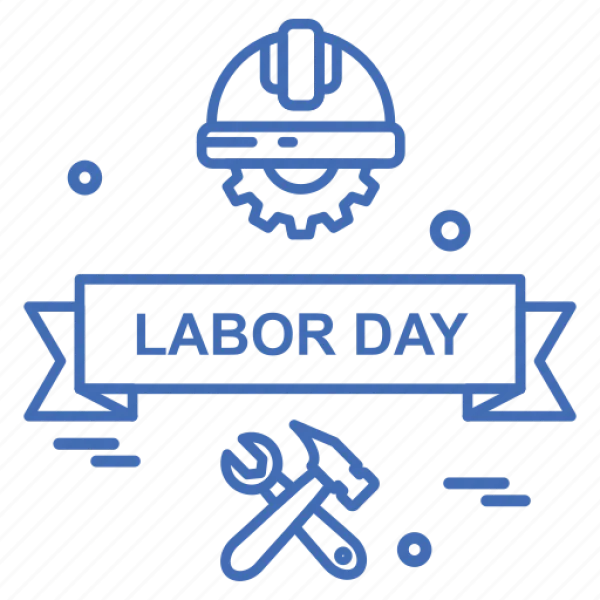 Labor Day Icon with Tools and Hard Hat PNG