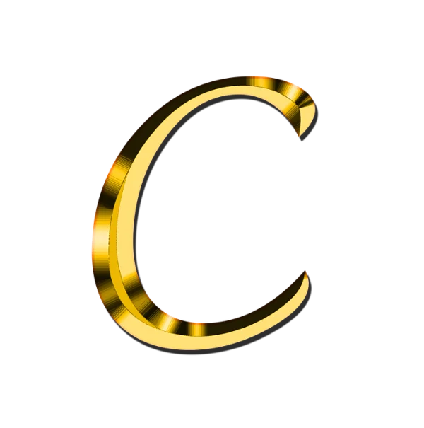 Golden Letter C PNG Transparent Background