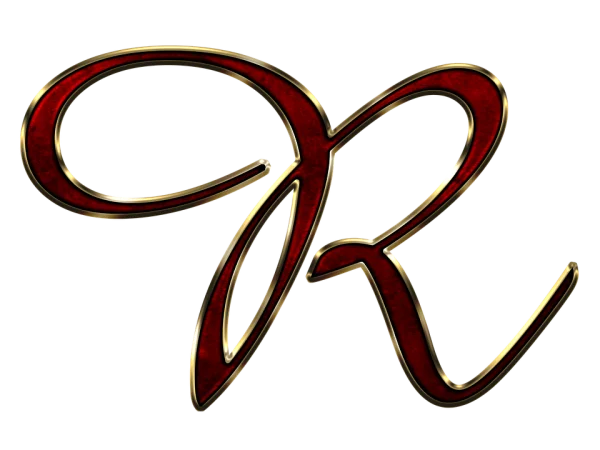 Decorative Red and Gold Letter R PNG
