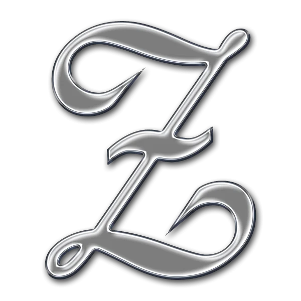 Metallic Silver Cursive Letter Z PNG Transparent