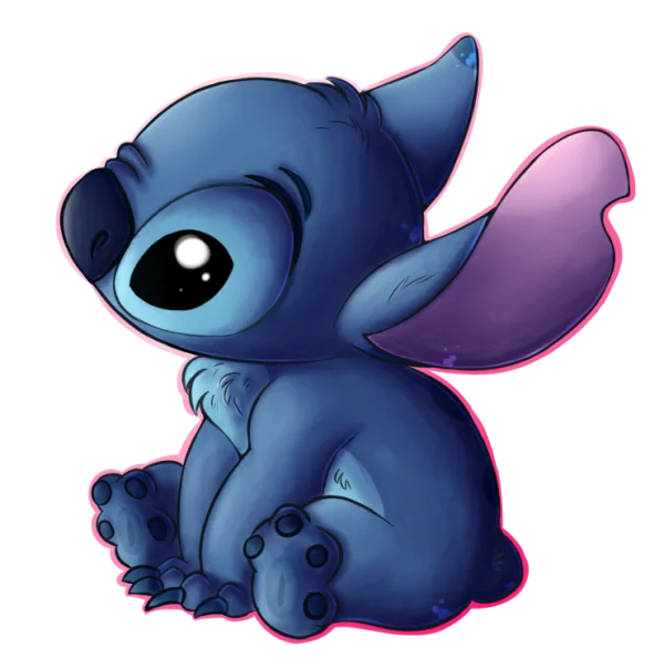 Cute Chibi Stitch Sitting PNG Transparent Background
