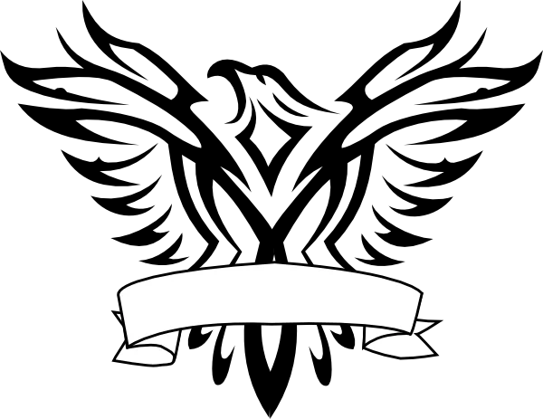Tribal Eagle with Banner PNG Transparent Background