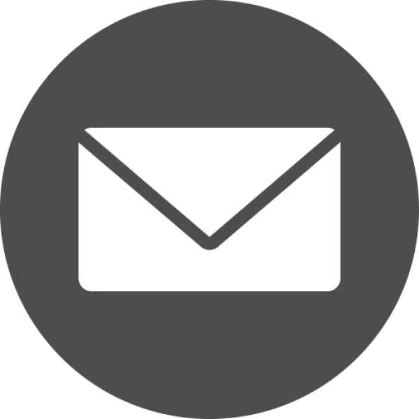 White Mail Envelope Icon in Grey Circle PNG