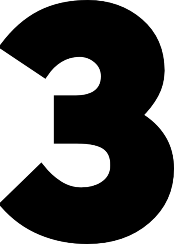 Black Number 3 PNG Transparent Background