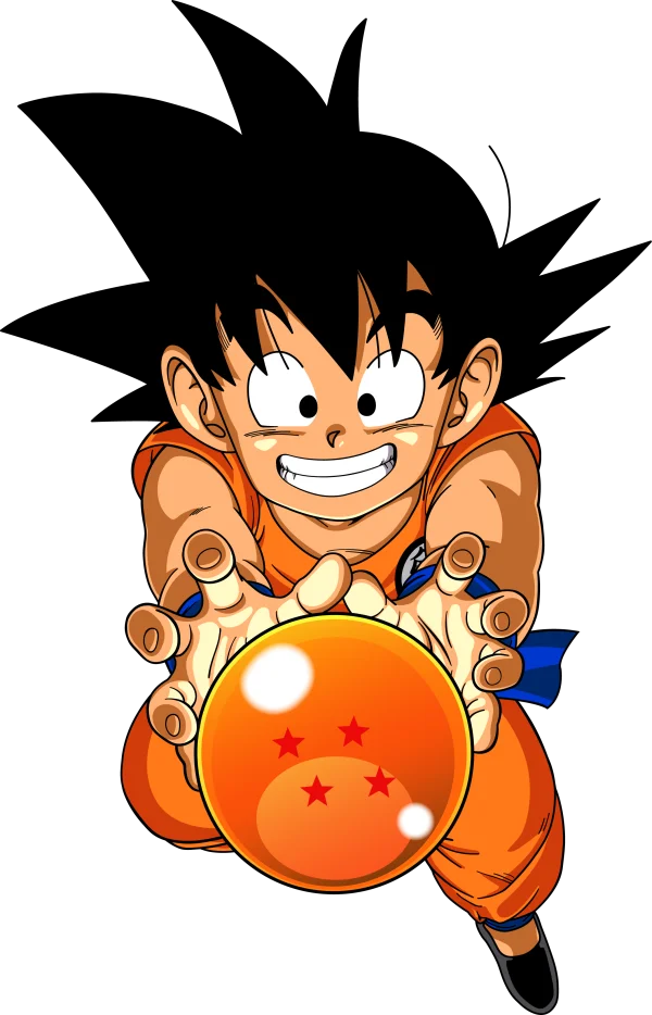Young Goku Holding Four-Star Dragon Ball PNG
