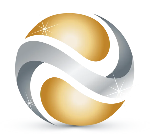 Gold and Silver Abstract Sphere Logo PNG