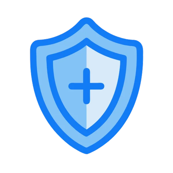 Blue Shield with Plus Icon PNG Transparent Background