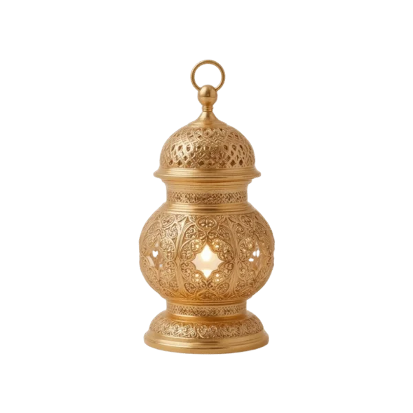 Golden Ornate Moroccan Lantern PNG Transparent Background