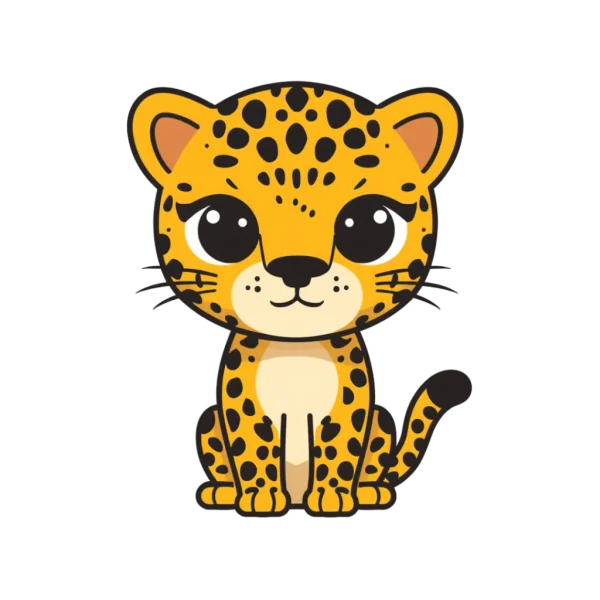 Cute Cartoon Leopard Sitting PNG