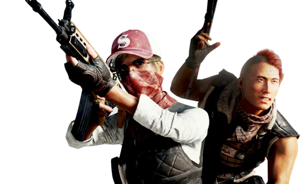Gaming Duo with Weapons Transparent PNG