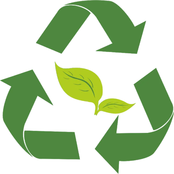 Green Recycling Symbol with Leaves PNG Transparent