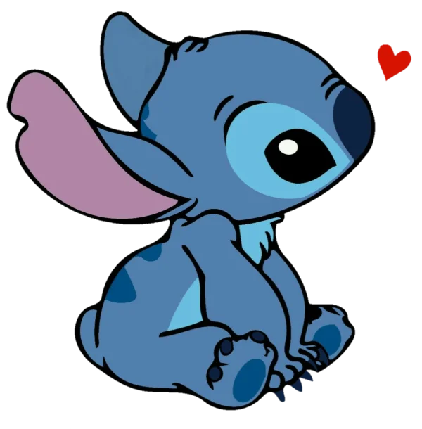 Cute Stitch with Heart PNG Transparent Background