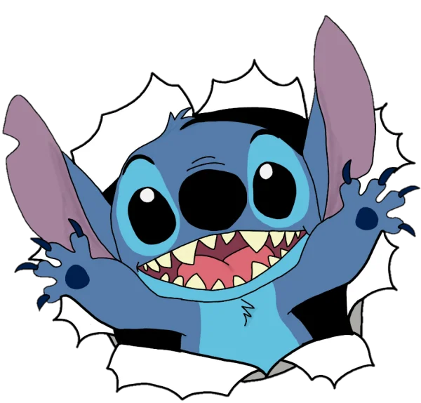 Stitch Bursting Out Transparent PNG