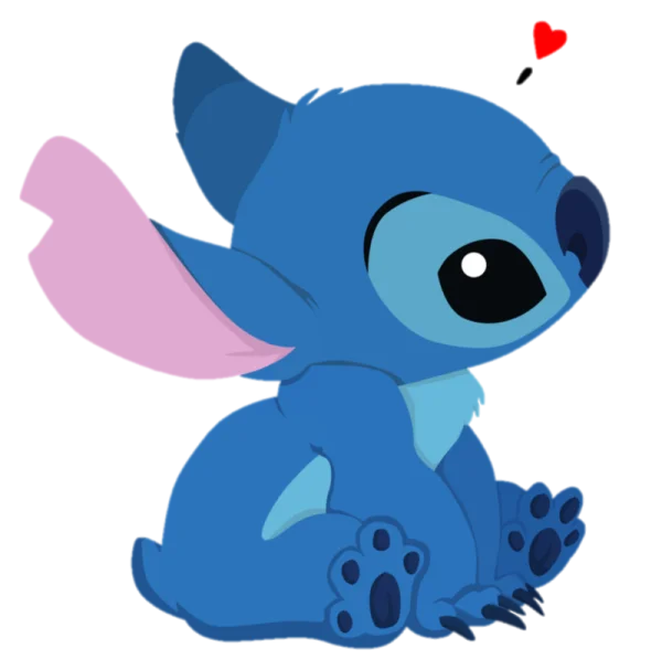 Cute Stitch Sitting with Heart PNG Transparent Background