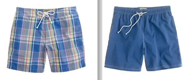 Men's Swim Trunks Plaid and Blue Solid PNG