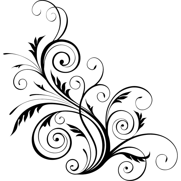 Elegant Floral Corner Swirl PNG Transparent Background