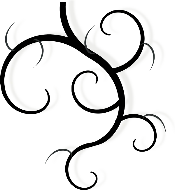 Black and White Swirl Flourish Design PNG Transparent