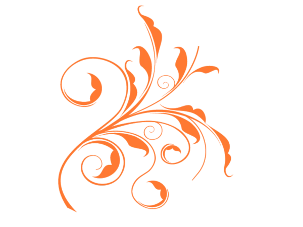 Orange Floral Swirl Design PNG