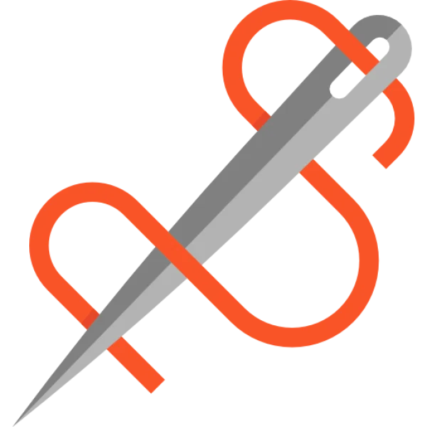 Sewing Needle with Orange Thread Icon PNG