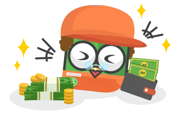 Happy Money Mascot with Cash PNG Transparent
