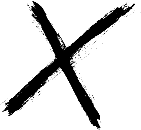 Black Brushstroke X Mark PNG Transparent Background