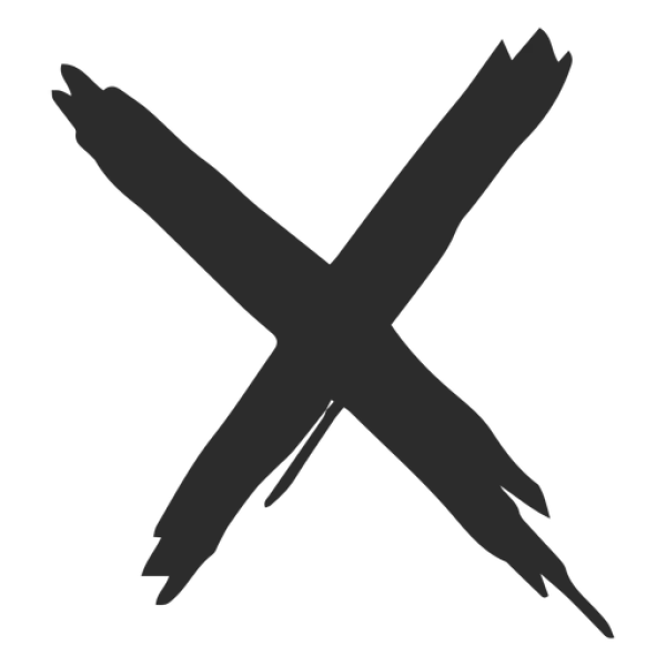 Dark Grey Brush Stroke X Mark PNG Transparent