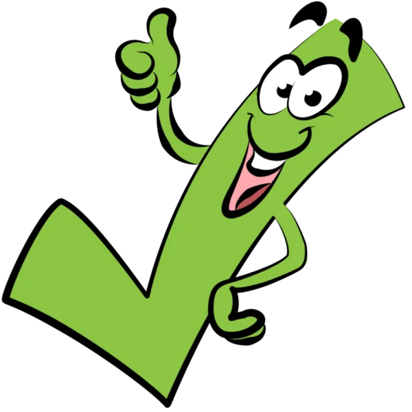 Happy Cartoon Green Checkmark Thumbs Up PNG
