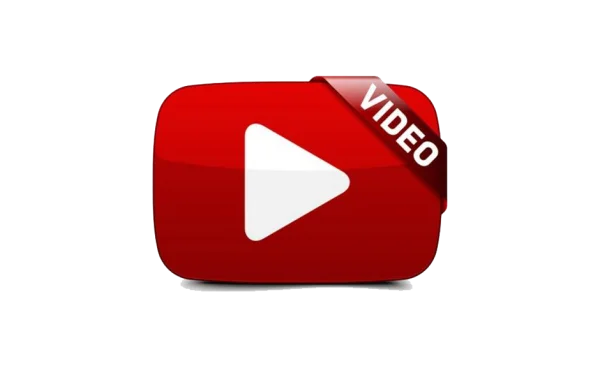 Red Video Play Button Icon with Ribbon PNG