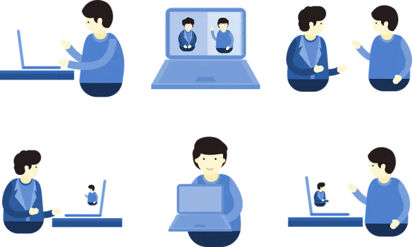 Remote Work and Online Communication Illustrations PNG