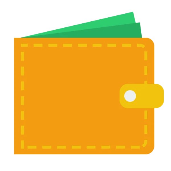 Orange Wallet with Money PNG Transparent Background