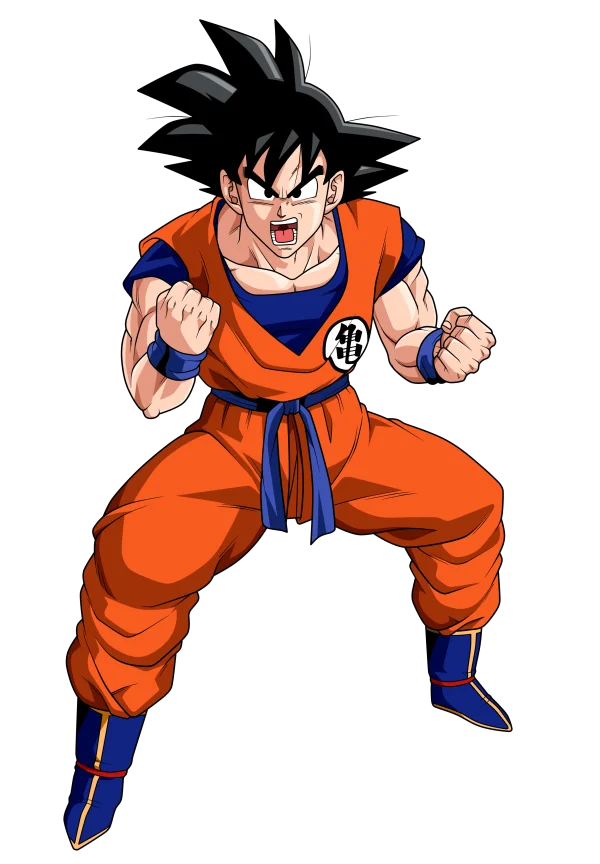 Goku Dynamic Fighting Pose PNG Transparent