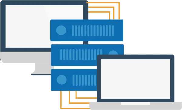 Network Server Setup with Computers PNG Transparent Background