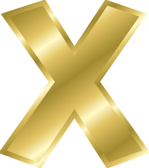 Golden Letter X PNG Transparent Background