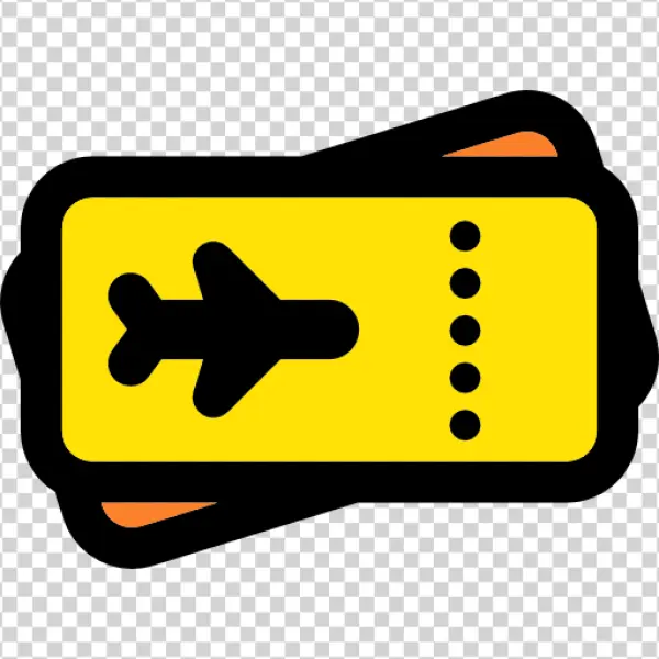 Yellow Airplane Ticket Icon PNG