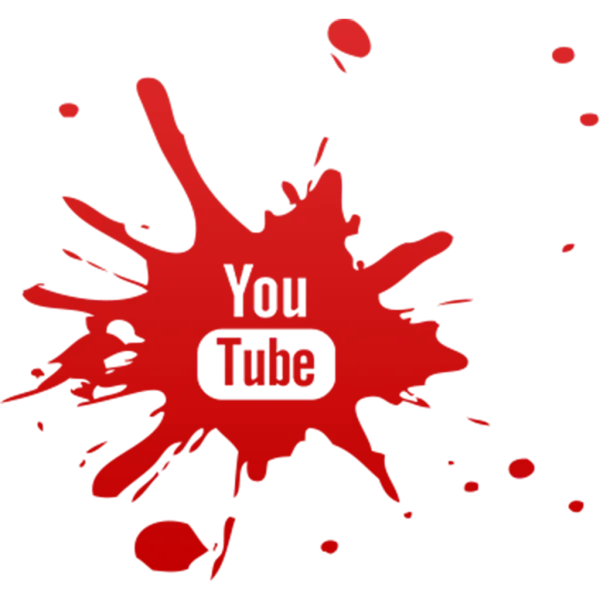 YouTube Logo on Red Paint Splatter PNG