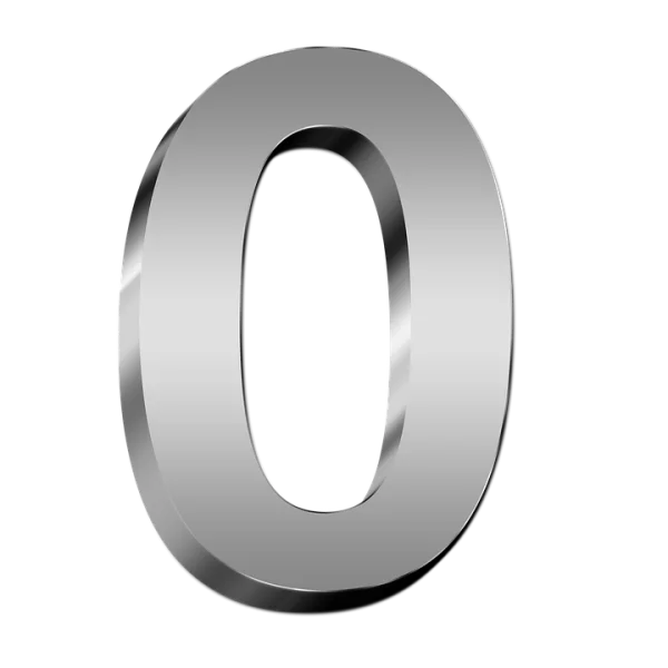 3D Silver Number Zero PNG Transparent