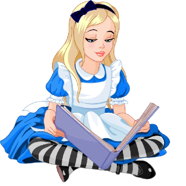Alice in Wonderland Reading Book PNG Transparent