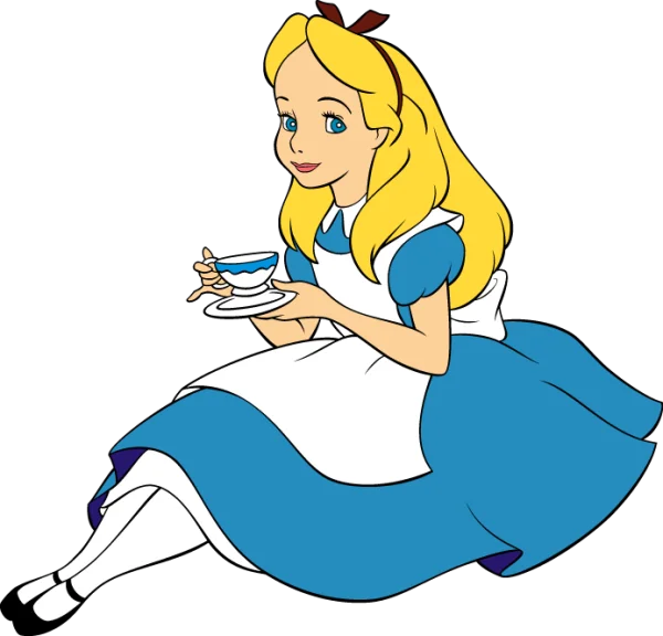 Alice in Wonderland with Teacup PNG Transparent