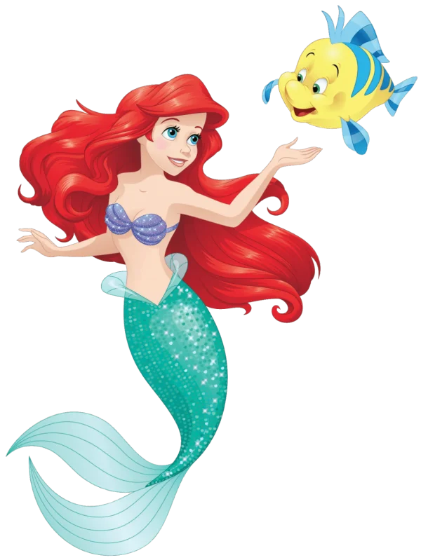 Ariel and Flounder The Little Mermaid PNG