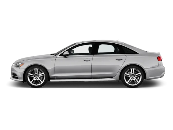 Silver Sedan Car Side View PNG Transparent Background