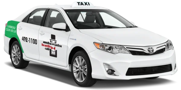 White Toyota Camry Hybrid Taxi PNG Transparent Background