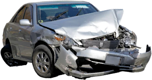 Crashed Silver Car PNG Transparent Background